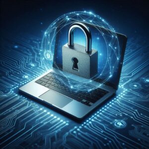 A laptop locked with a padlock to represent keep safe online (1)
