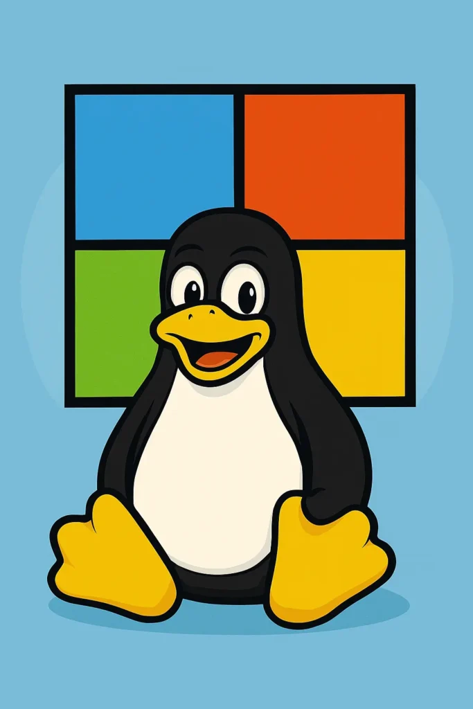 Linux Penguin and window